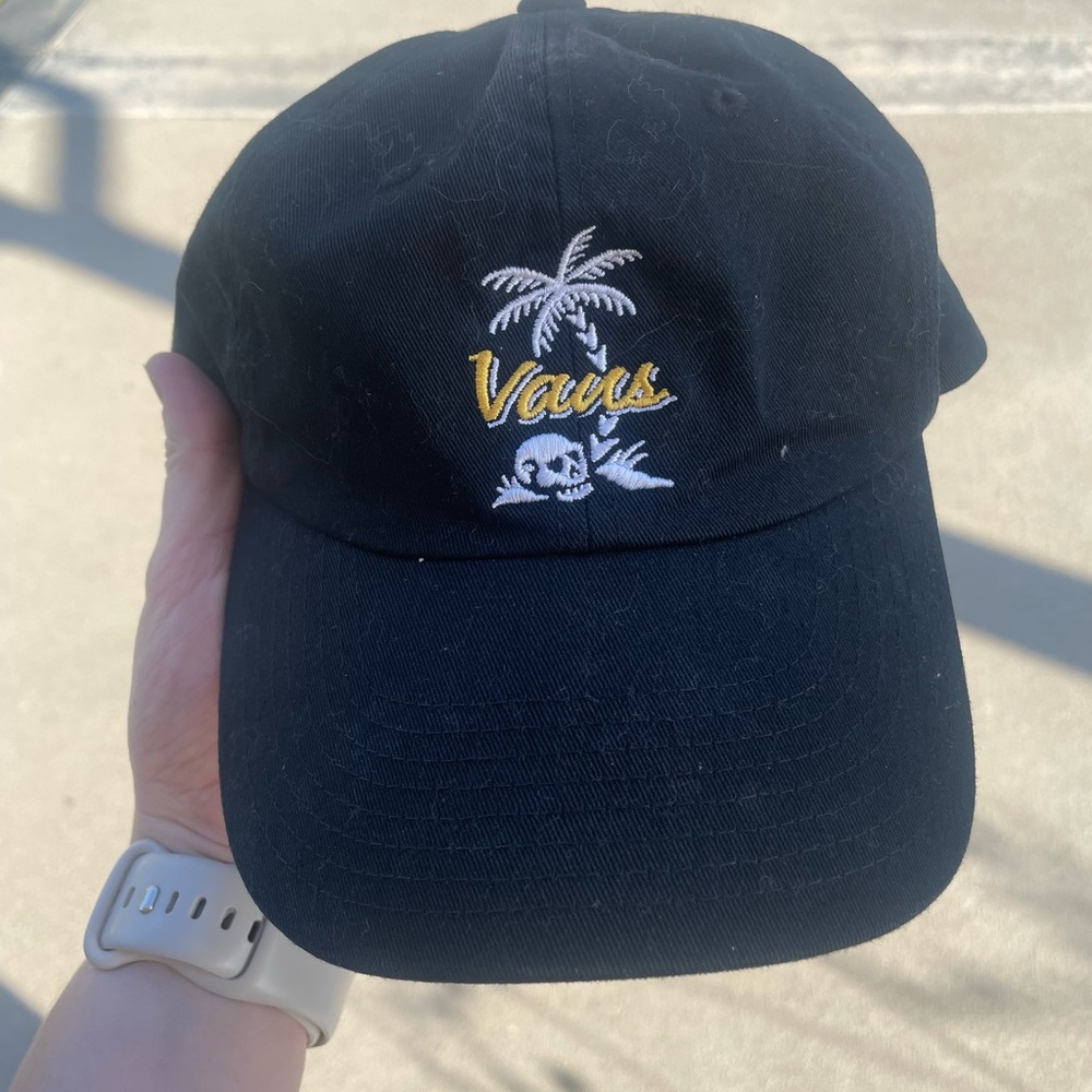 Vans Black Cap with Yellow Palm and Skull Design